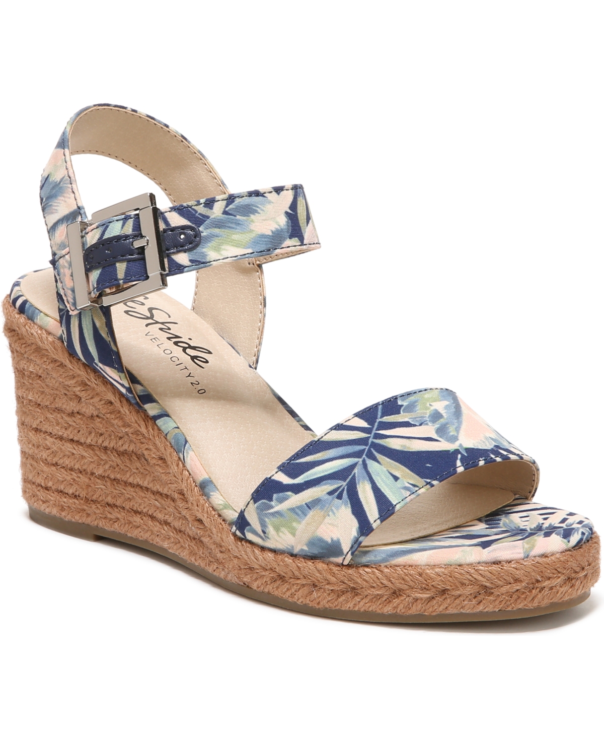 Lifestride Shoes Tango Wedge Sandal In Navy Multi Fabric