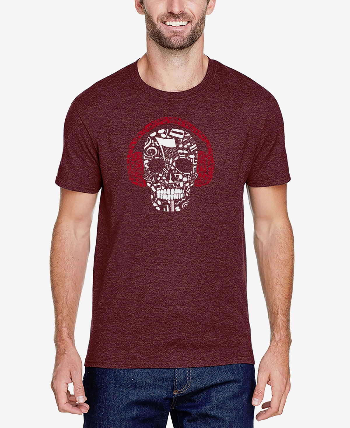 La Pop Art Men's Premium Blend Word Art Music Notes Skull T-shirt