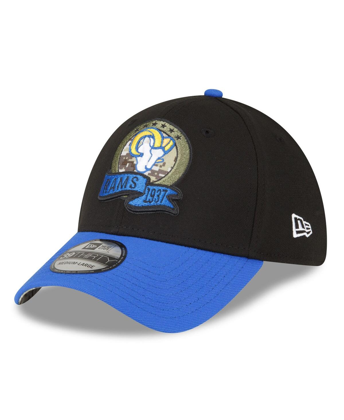 Shop New Era Men's  Black, Blue Los Angeles Rams 2022 Salute To Service 39thirty Flex Hat In Black,blue