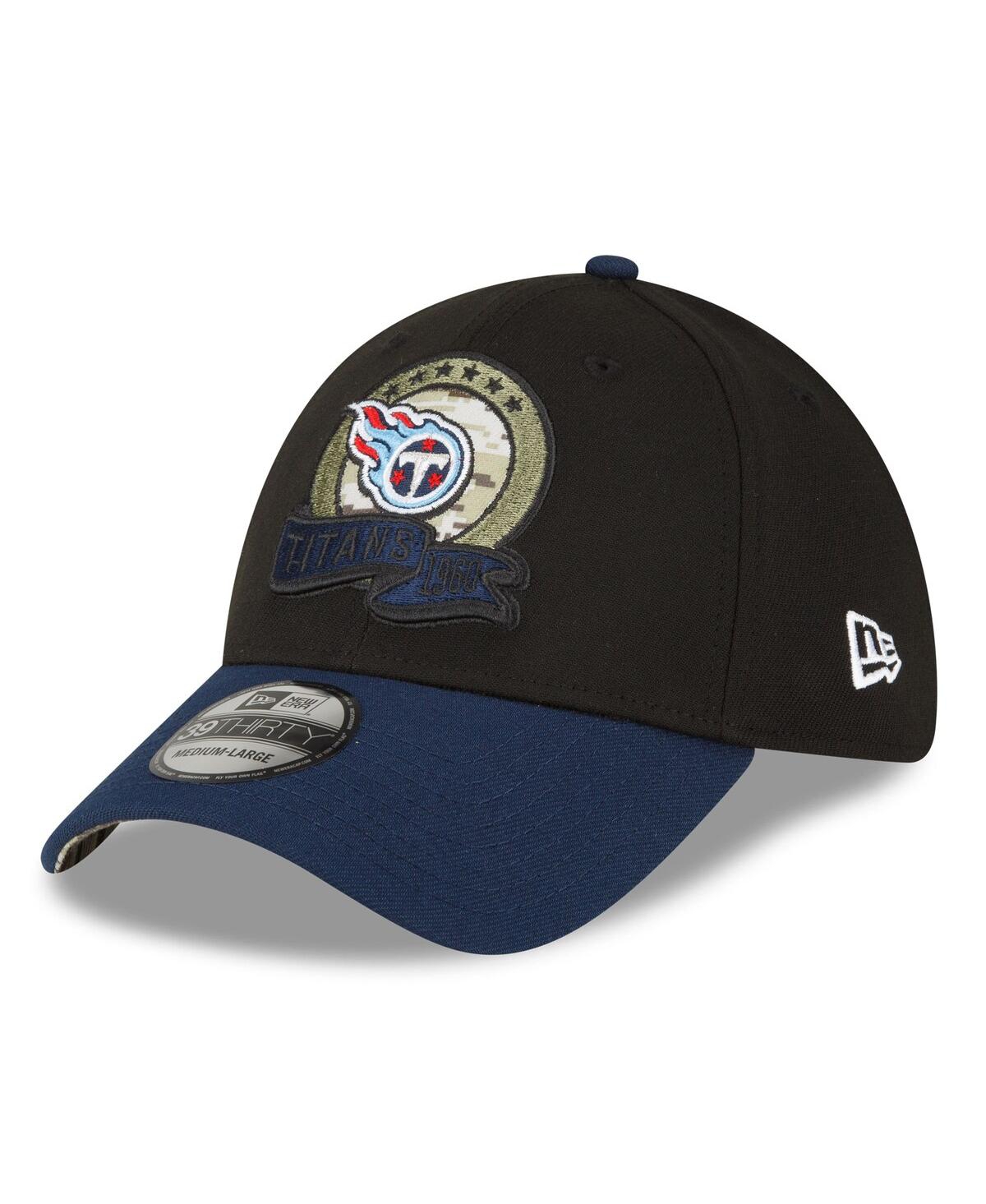 NEW ERA MEN'S NEW ERA BLACK, NAVY TENNESSEE TITANS 2022 SALUTE TO SERVICE 39THIRTY FLEX HAT 