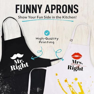 Funny Aprons for Men, Women & Couples 2-Pc.