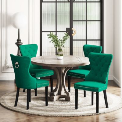 Velvet Upholstered Tufted Dining Chairs Set of 4