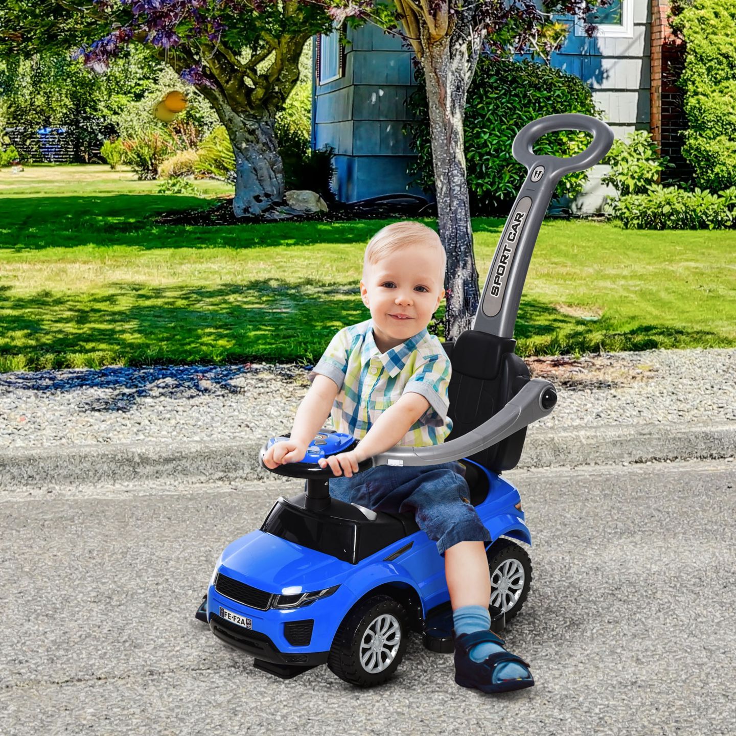 Детская игрушка Aosom 3 in 1 Push Car with Horn and Music, 55 lbs., Ages 18-36 Months — фото 2