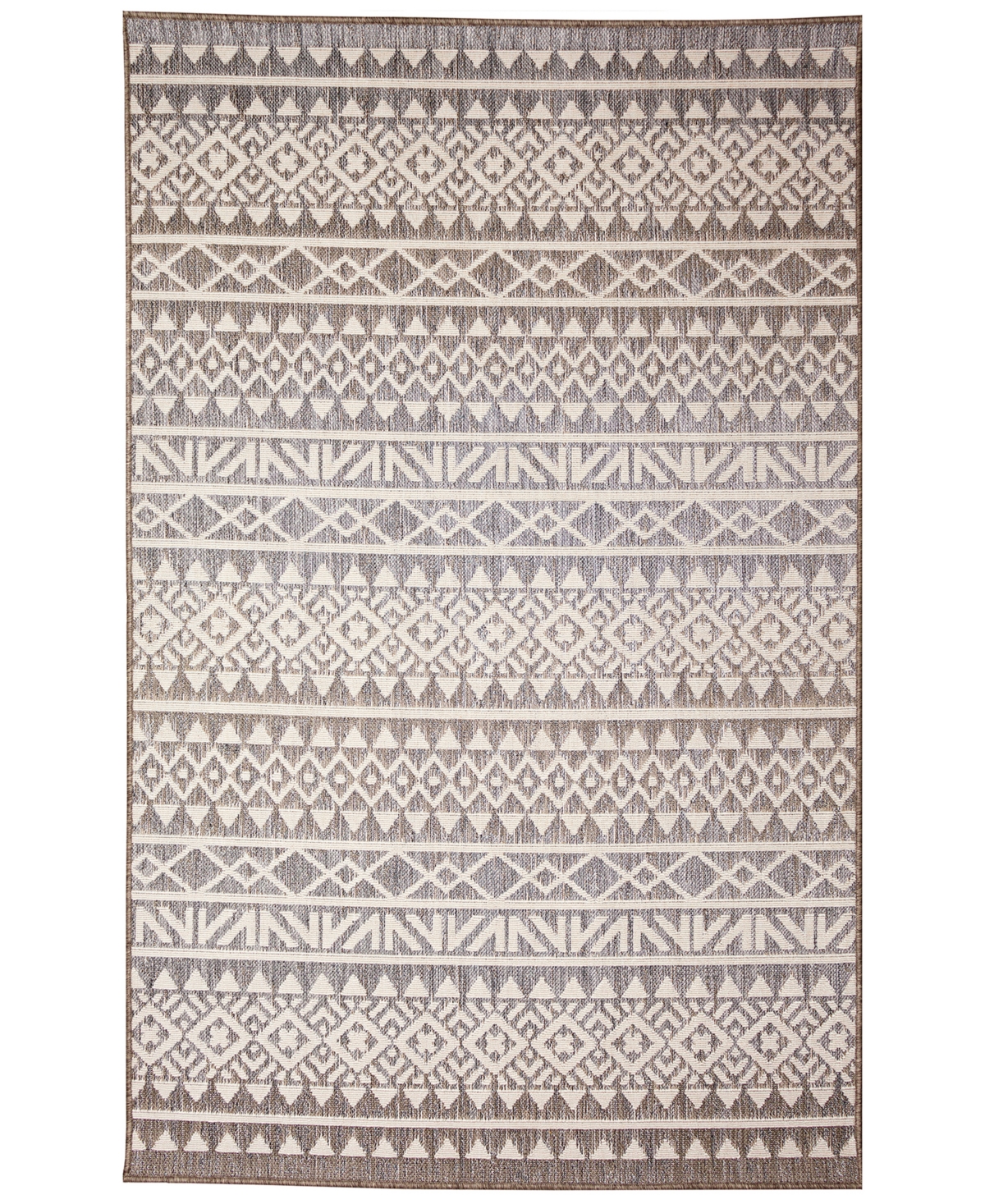 Liora Manne' Cove Peruvian Stripe 7'10in x 9'10in Outdoor Area Rug - Gray