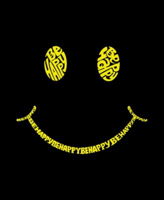 Men's Be Happy Smiley Face Word Art Hooded Sweatshirt