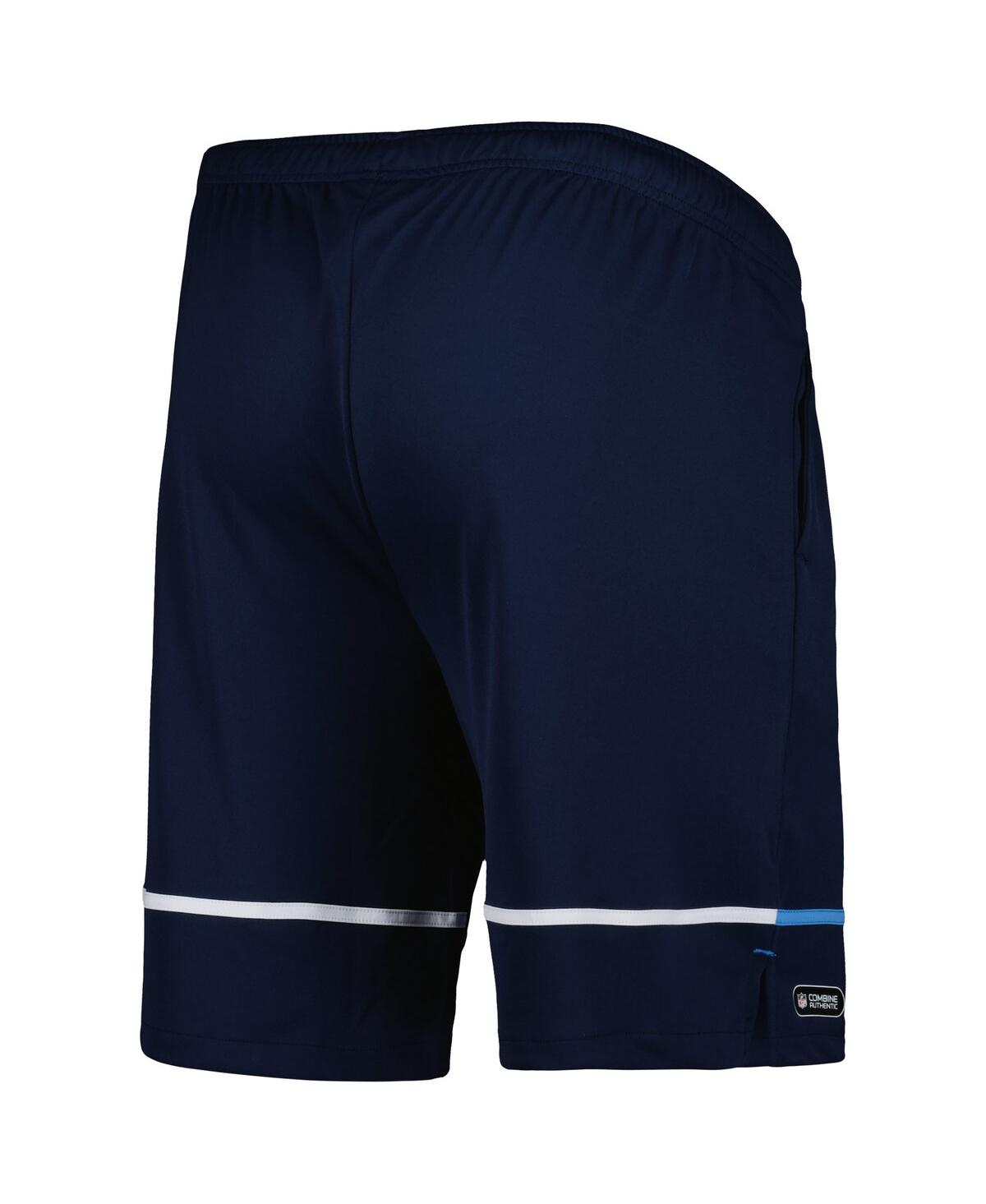 NEW ERA MEN'S NEW ERA NAVY TENNESSEE TITANS COMBINE AUTHENTIC RUSHER TRAINING SHORTS 