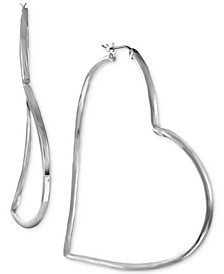 Silver-Tone Large Heart-Shape Hoop Earrings, Created for Macy's