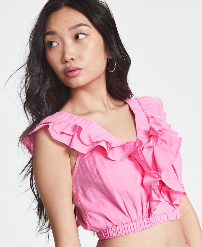 And Now This Women's Sleeveless VNeck Ruffled Top Macy's