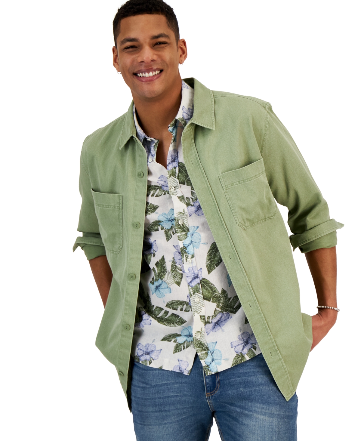 Sun + Stone Men's Edgar Long-sleeve Shirt, Created For Macy's In Gossamer Green
