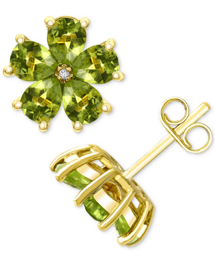 Macy s Peridot 3 1 3 ct. t.w. Diamond Accent Flower Stud