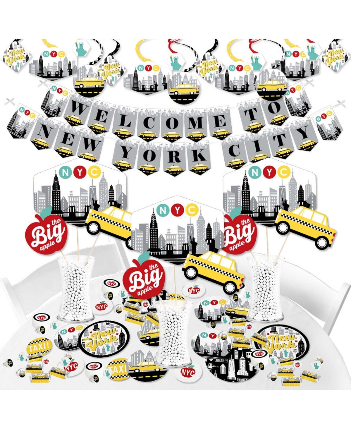 Big Dot of Happiness Nyc Cityscape - New York City Party Supplies - Banner Decoration Kit - Fundle Bundle