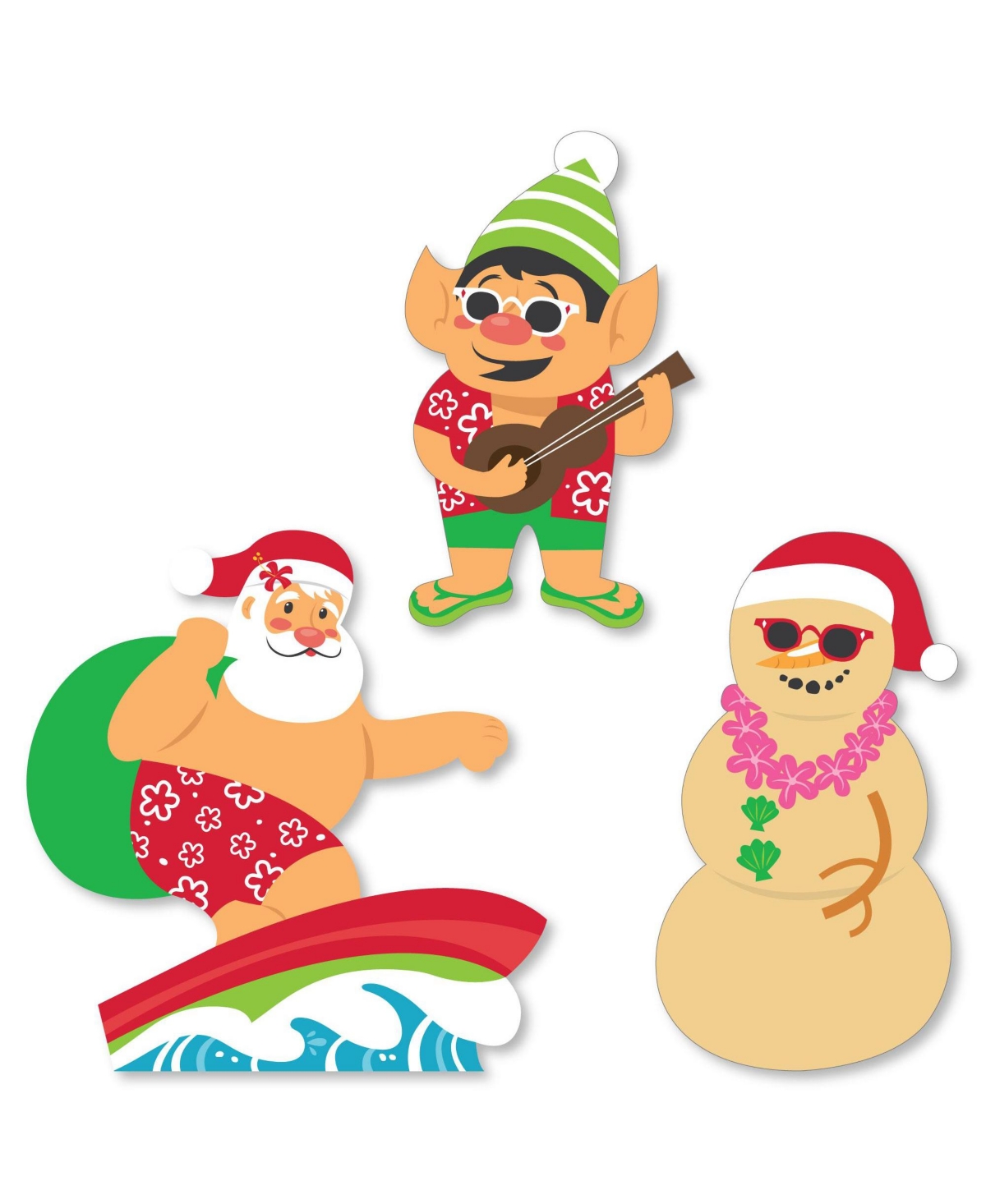 Tropical Christmas - Diy Shaped Beach Santa Holiday Party Cut-Outs - 24 Ct