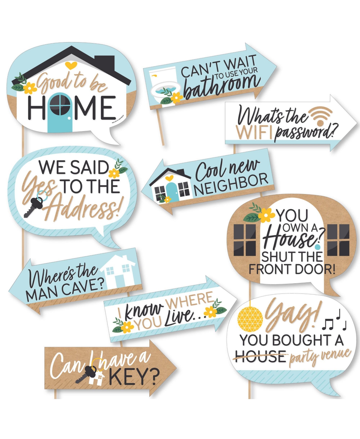 Funny Welcome Home Housewarming - New Sweet Home Photo Booth Props Kit 10 Piece