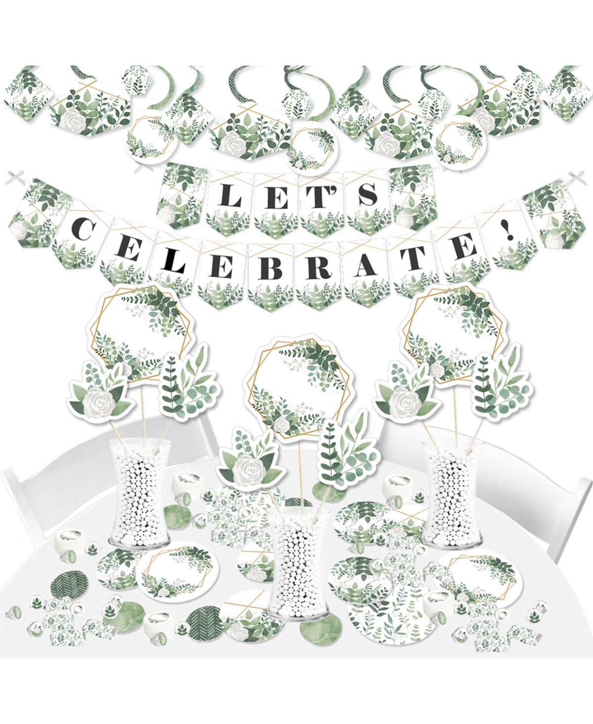 Big Dot of Happiness Boho Botanical - Greenery Party Supplies - Banner Decoration Kit - Fundle Bundle