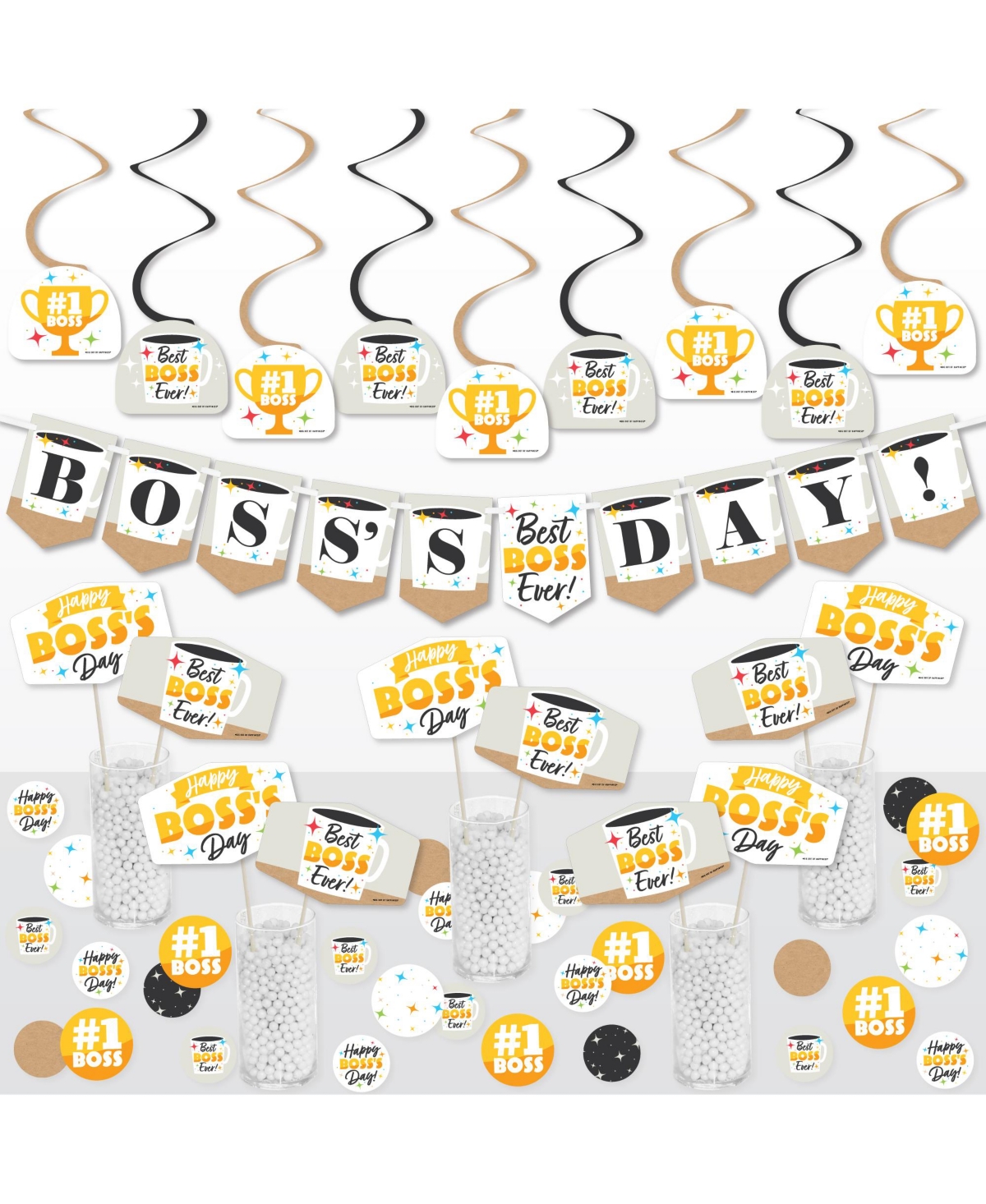 Big Dot of Happiness Happy Bosss Day - Best Boss Ever Supplies Decoration Kit - Decor Galore Party Pack - 51 Pieces