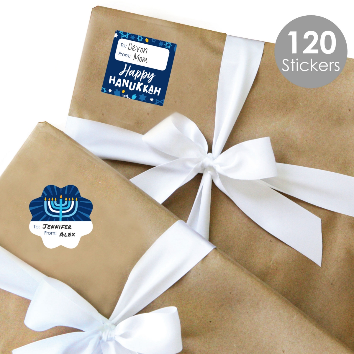 Big Dot of Happiness Hanukkah Menorah Chanukah Holiday Gift Tag Labels To and From Stickers 120 Ct
