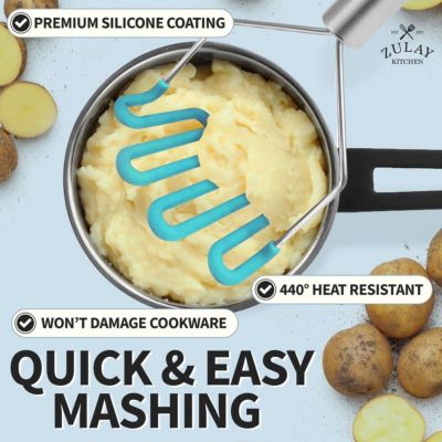 Non-Scratch Potato Masher Kitchen Tool - Durable Stainless Steel Mashed Potatoes Masher