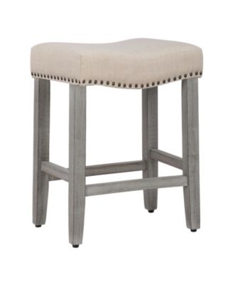24" Upholstered Saddle Seat Counter Stool (Set of 2)