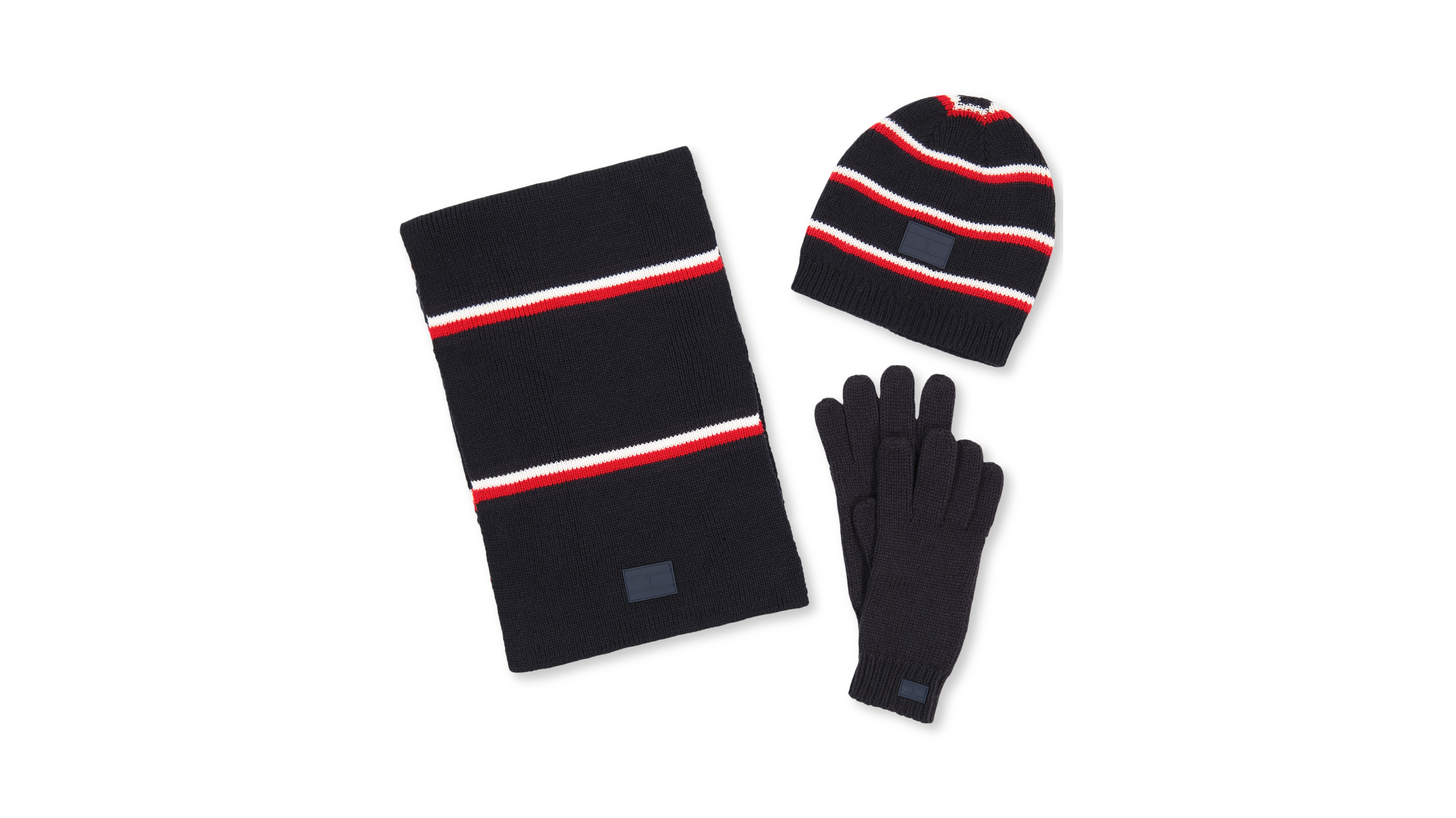 Tommy Hilfiger Men's Global Stripe Beanie, Scarf & Gloves Set
