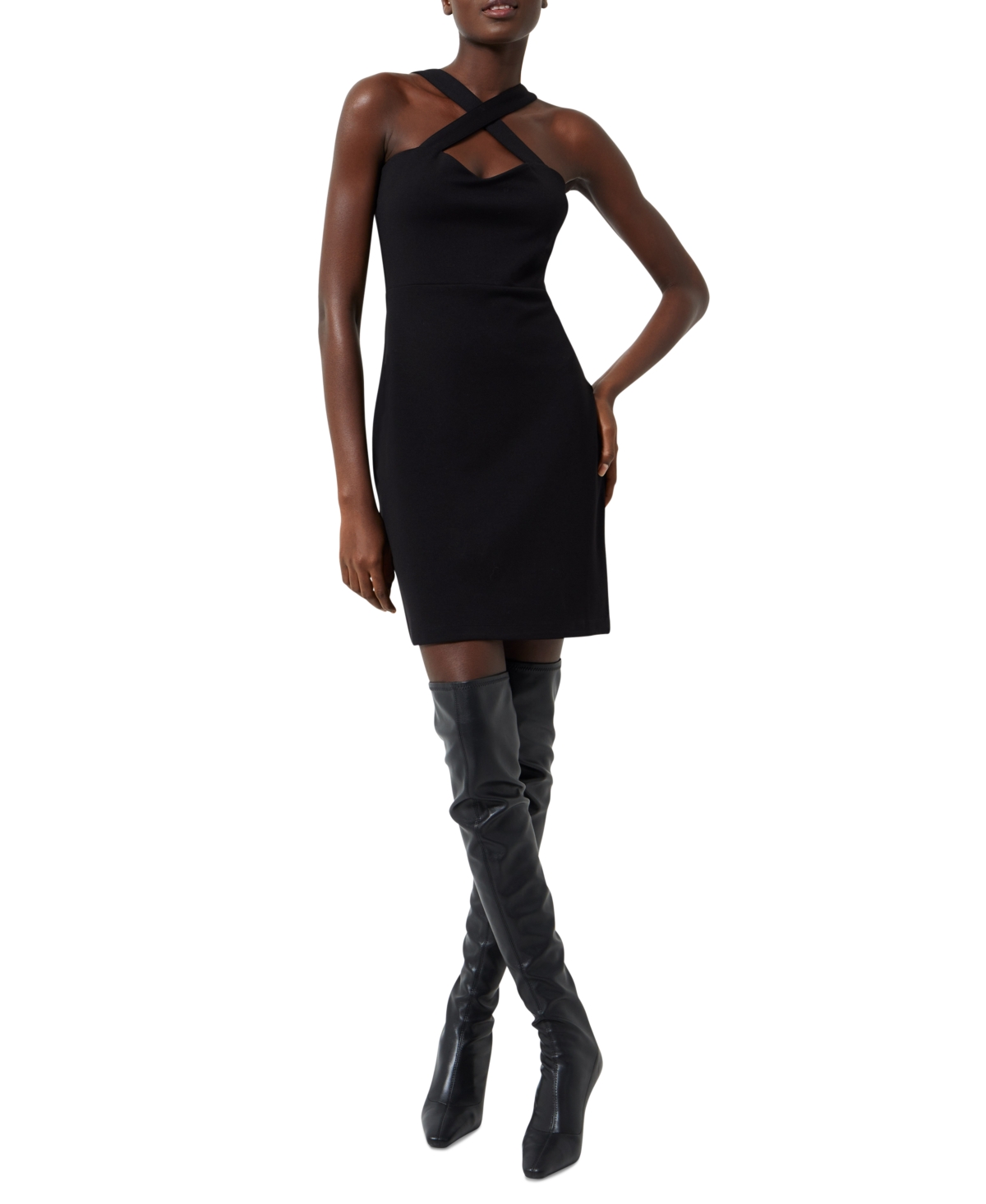 FRENCH CONNECTION WOMEN'S RAFE HALTER BODYCON DRESS