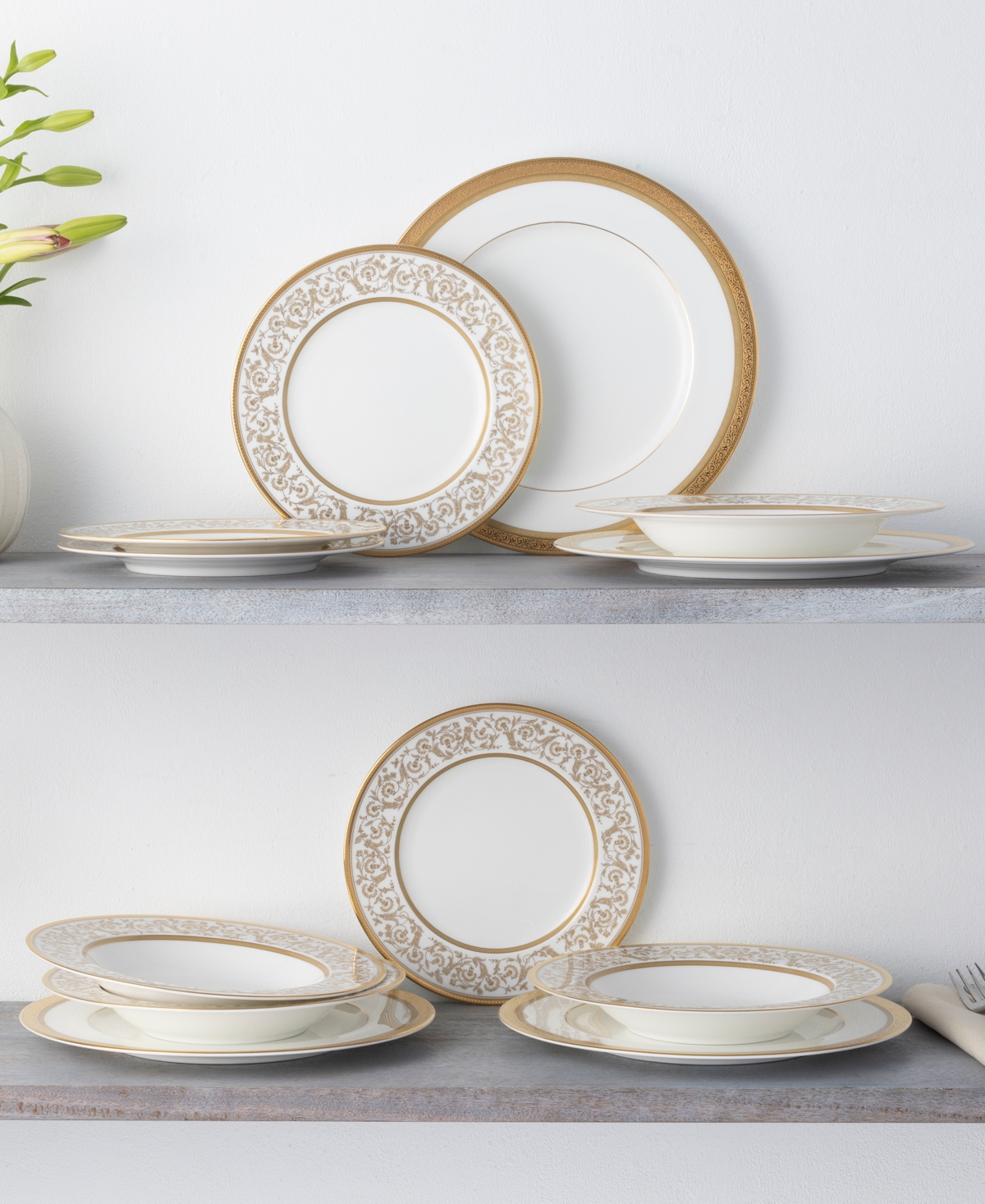 Noritake Summit Gold Set of 4 Dinner Plates, Service For 4