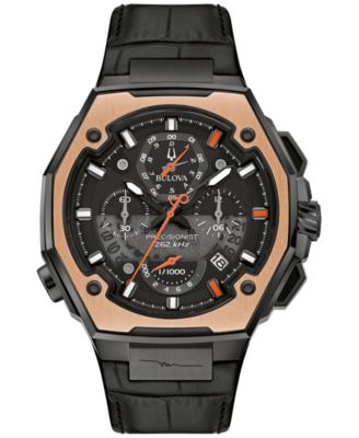 New 2024 Bulova Precisionist Chrono Black Leather Mens Watch