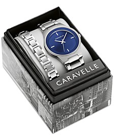 Men's Modern Stainless Steel Bracelet Watch 40mm Gift Set