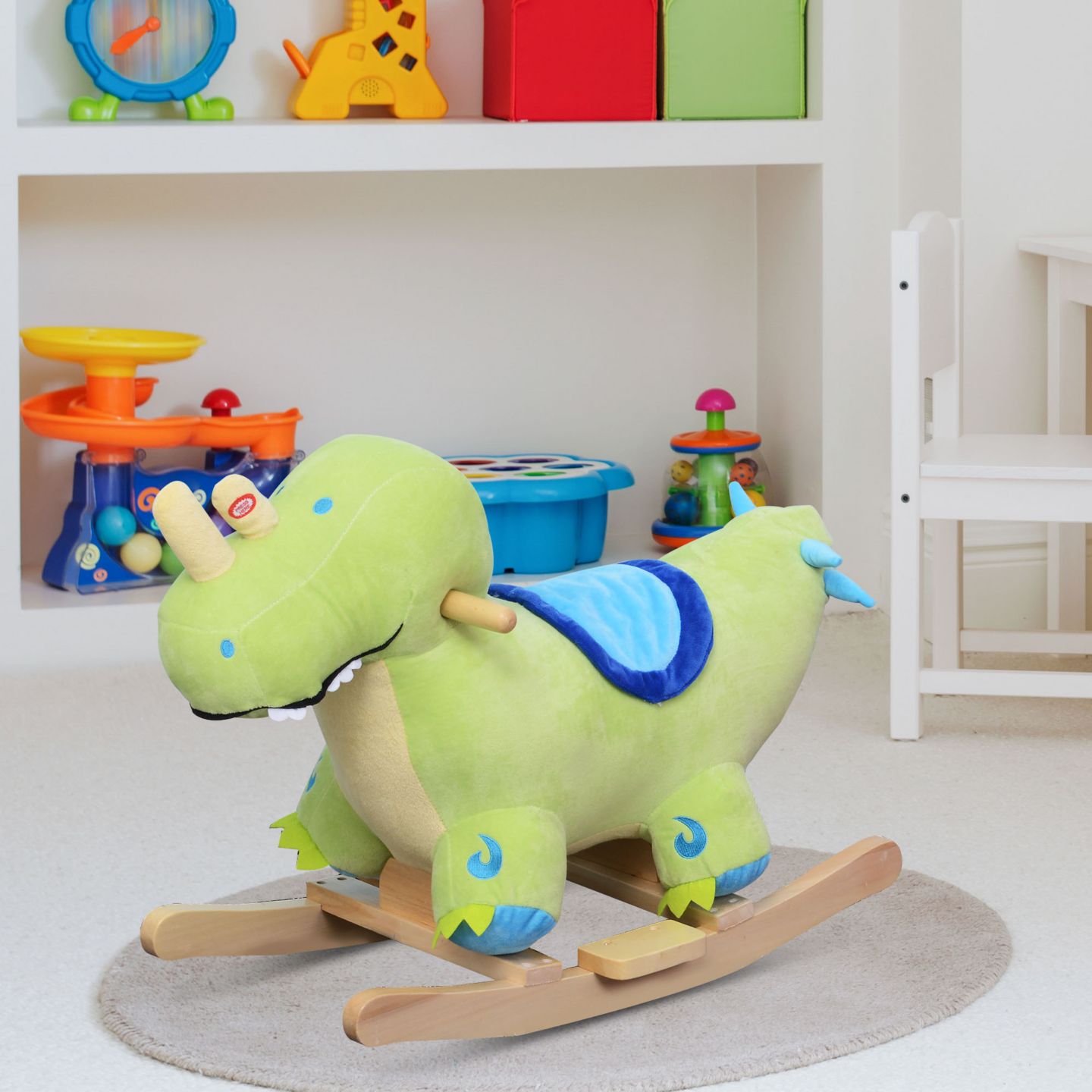 Детская игрушка Qaba Rocking Dinosaur with Realistic Sounds Rocker, 66 lb. Capacity, Ages 18 Months+ — фото 2