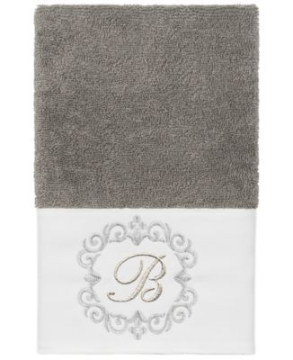 Turkish Cotton Monica Embellished Towel 3 Piece Set - Dark Gray