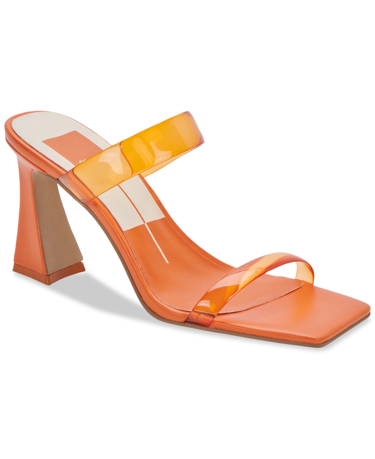 Dolce Vita Women's Novah Two-band Vinyl Strap Heeled Dress Sandals Women's Shoes In Tangerine