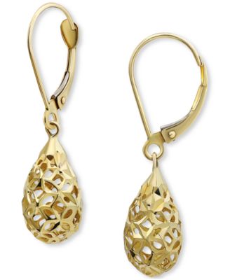 Filigree Leverback Drop Earrings in 10k Gold