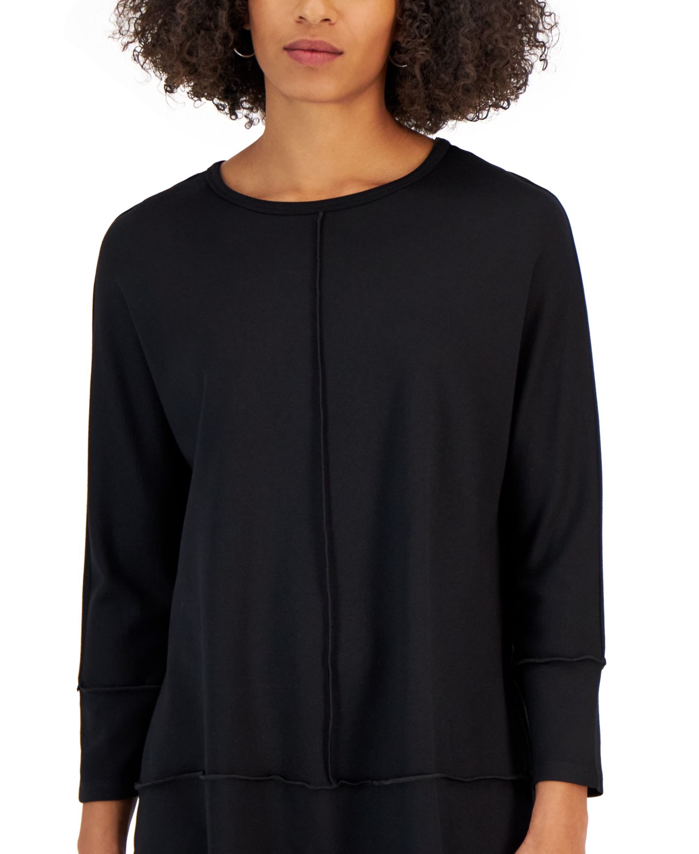 Женский топ Jones New York Serenity Knit 3/4 Sleeve Tunic Top, цвет: Чёрный — фото 3