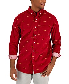 Men's Long-Sleeve Corduroy Fox-Print Shirt, Created for Macy's 