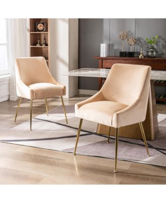 Upholstered Performance Velvet Accent Chair With Metal Leg (Set of 2)