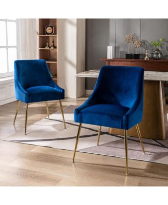 Upholstered Performance Velvet Accent Chair With Metal Leg (Set of 2)