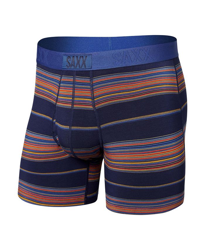Saxx Ultra Super Soft Boxer Brief Fly Men's Underwear, Lazy River/Blue,  Large