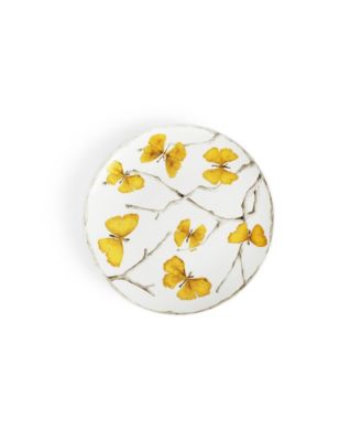 Butterfly Ginkgo 4 Piece Gold-Tone Tidbit Plate Set