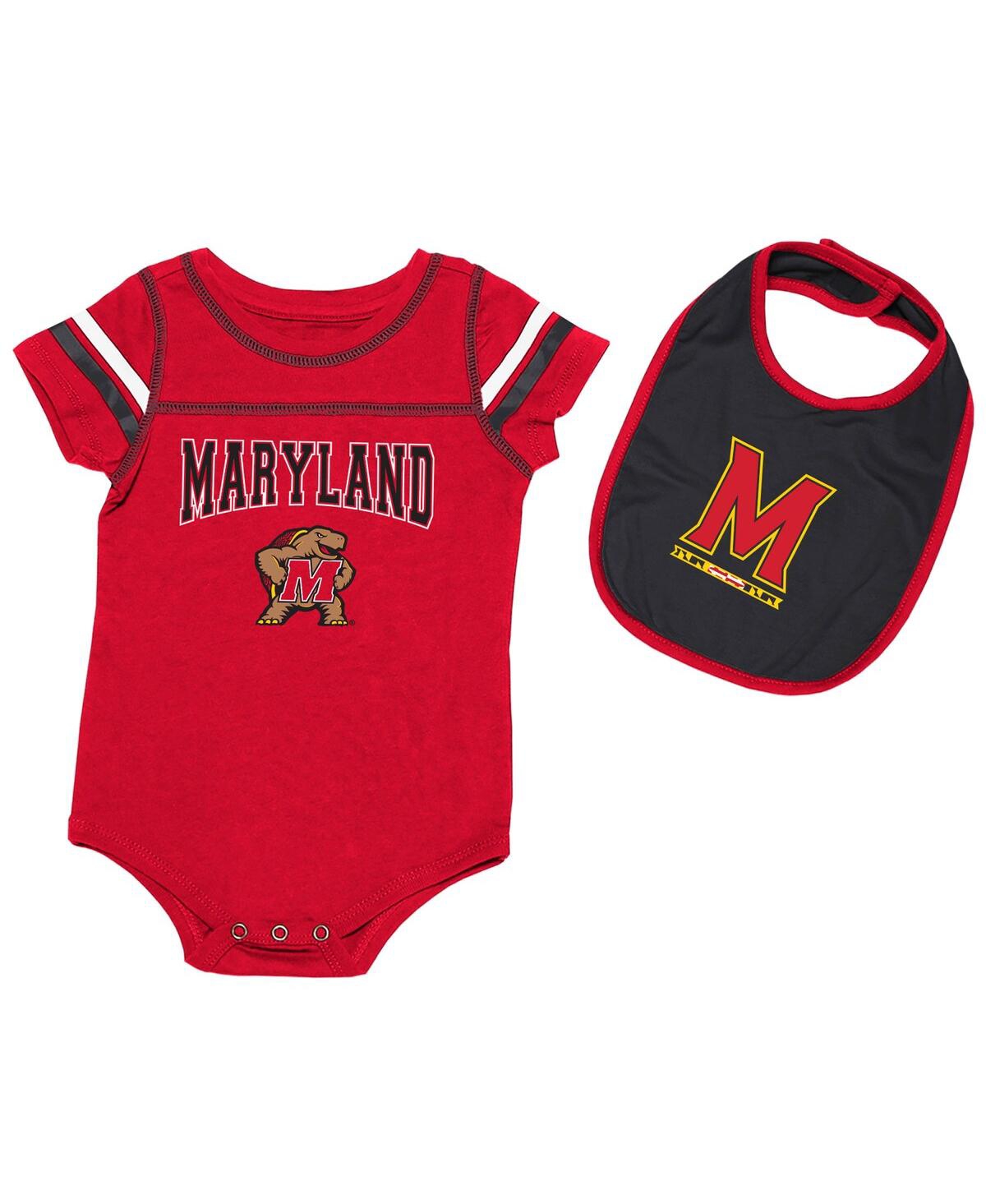 Colosseum Babies' Newborn And Infant Boys And Girls  Red Maryland Terrapins Chocolate Bodysuit And Bib Set