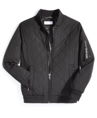 Men's Quilted Baseball Jacket with Rib-Knit Trim