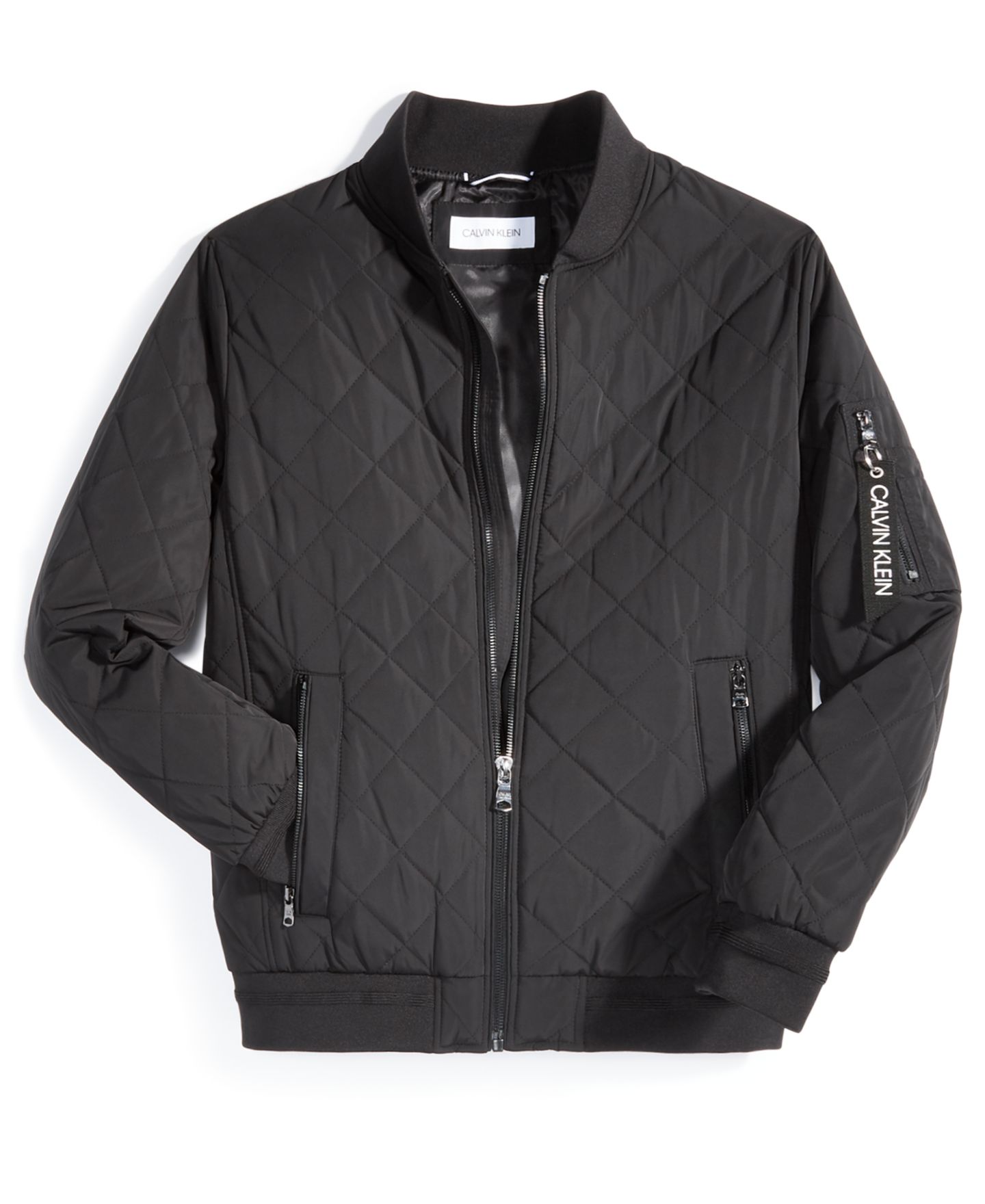 Мужская куртка Calvin Klein Quilted Baseball with Rib-Knit Trim, цвет: Чёрный — фото 6