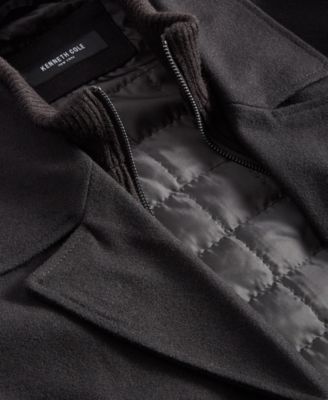 Men's Wool Blend Peacoat with Bib Coat