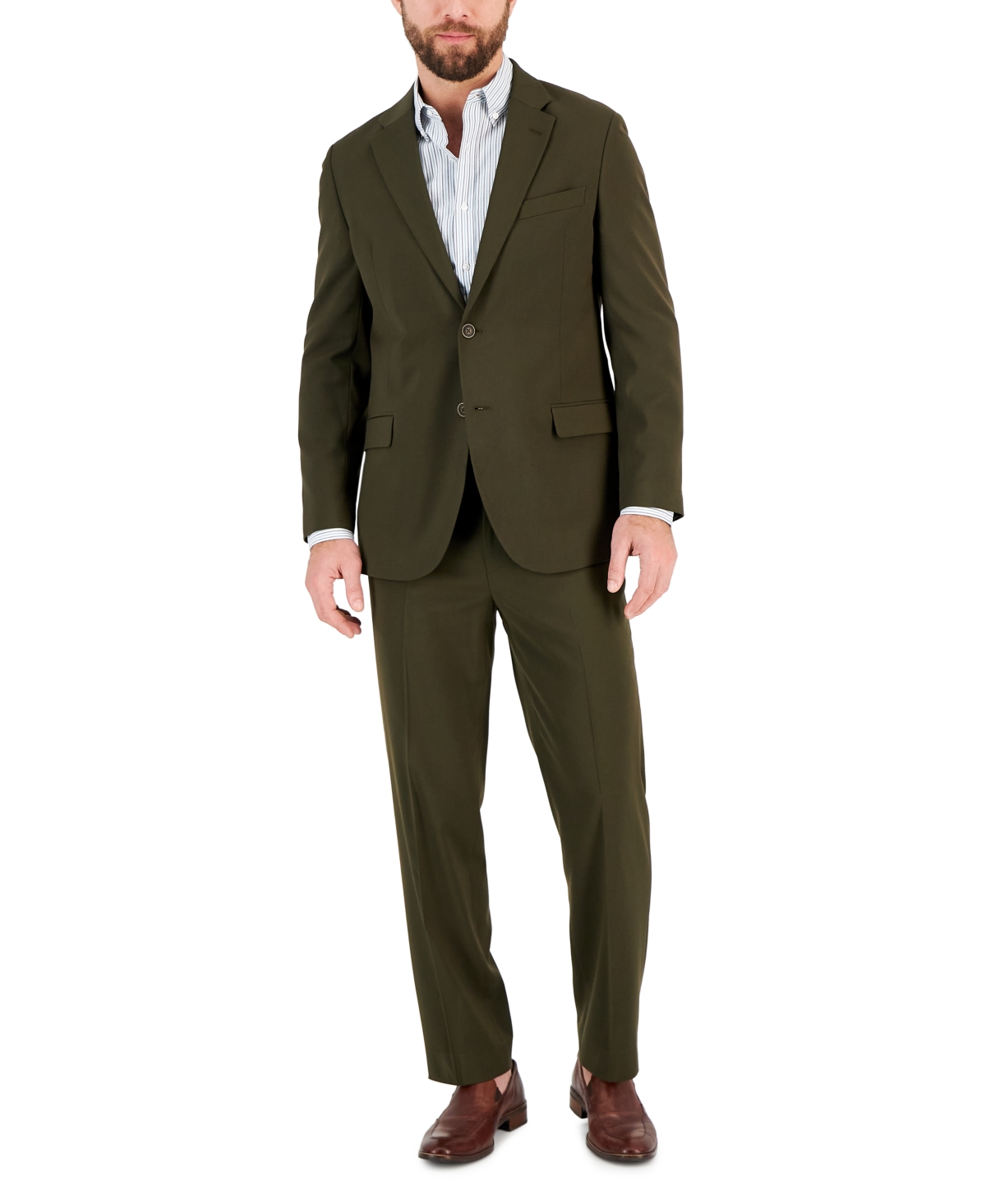 Nautica Mens Modern-fit Bi-stretch Suit In Olive