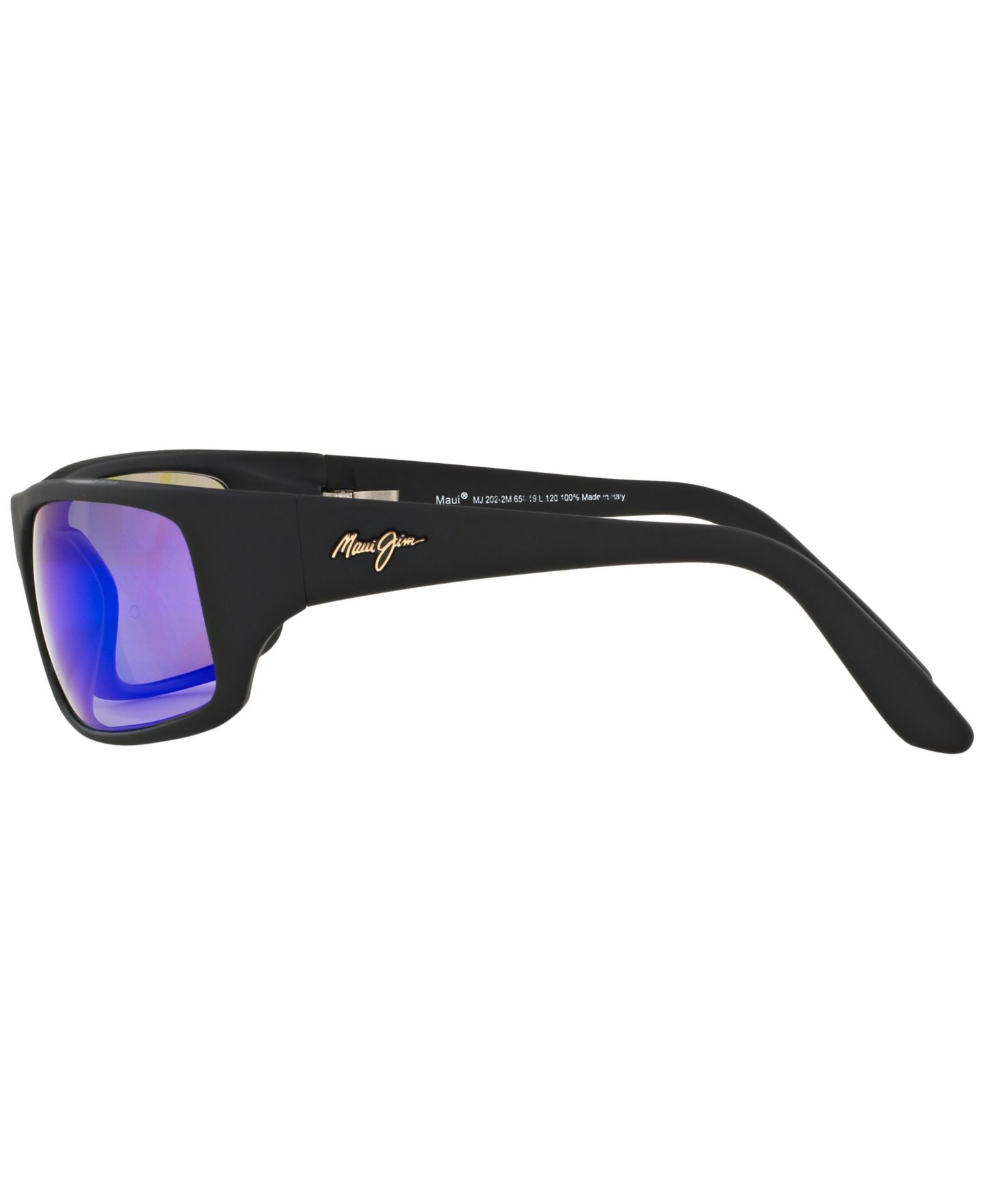 Женские солнцезащитные очки Maui Jim Peahi Polarized Sunglasses, 202 Blue Hawaii Collection, цвет: Чёрный матовый / Синий — фото 3