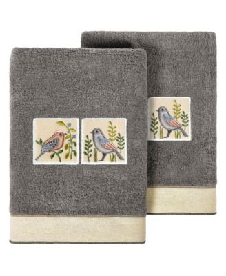 Turkish Cotton Belinda Embellished 2-Pc. Hand Towel Set