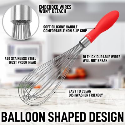 11-Inch Stainless Steel Balloon Whisk with Soft Grip Handle