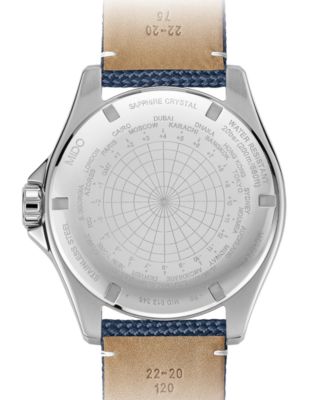 Men's Swiss Automatic Ocean Star GMT Blue Fabric Strap Watch 44mm