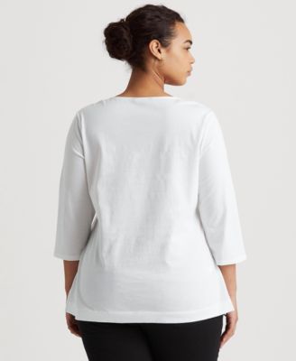 Lauren Ralph Lauren Women's Plus Size Split-Neck Three