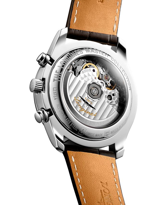 Longines Men's Swiss Automatic Chronograph Master Brown Leather Strap