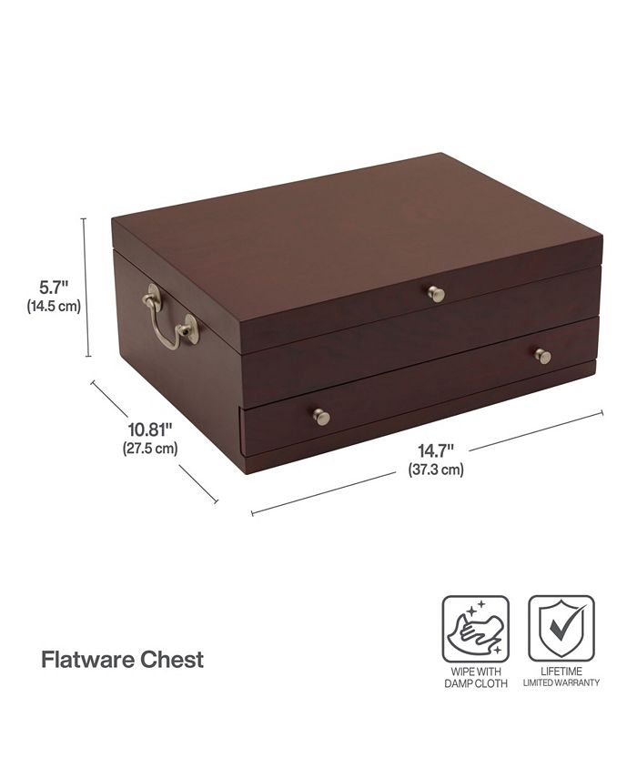 Wallace Dark Walnut Lined Drawer StainlessSteel Flatware 15in Chest