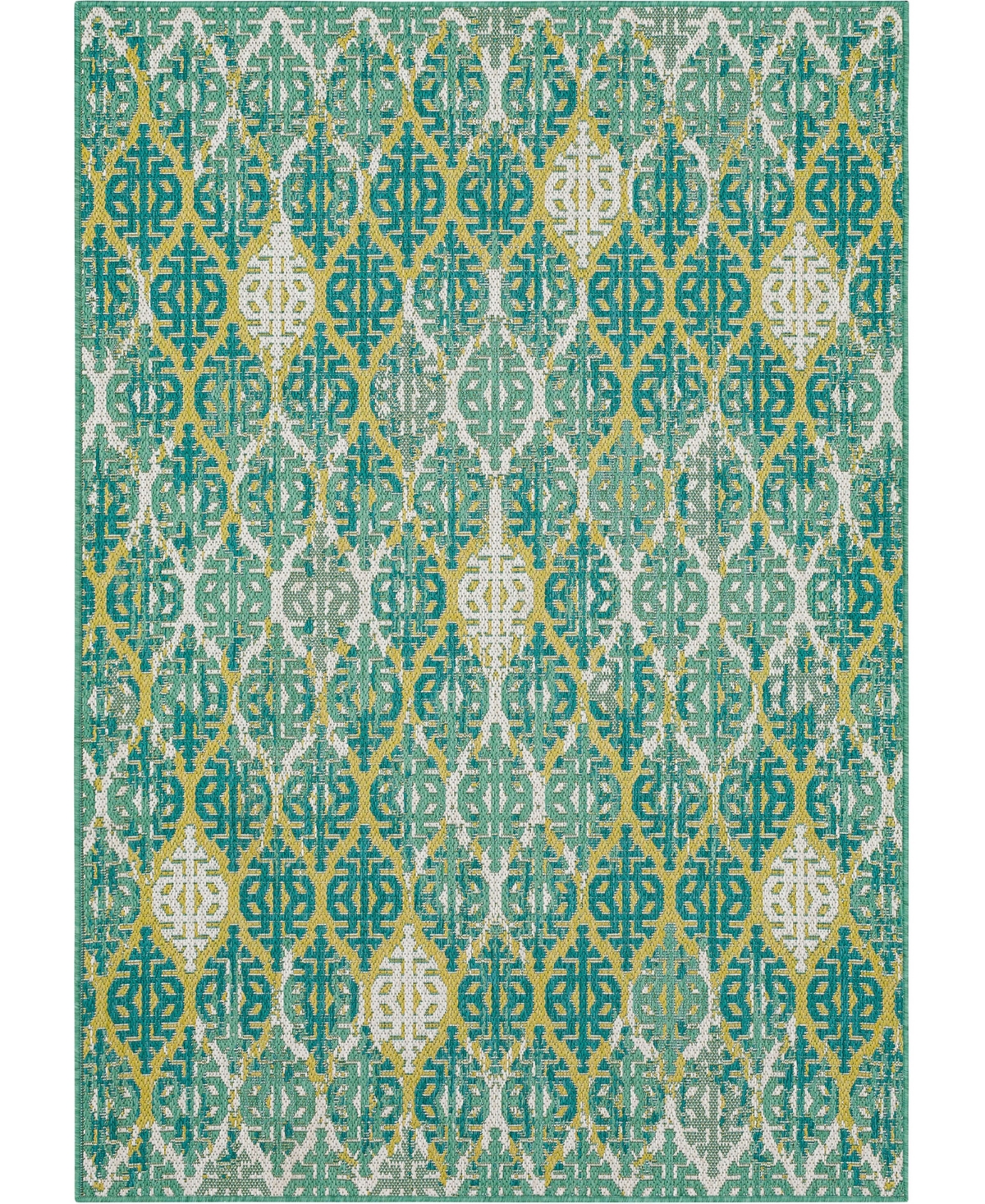 Mohawk Malibu Outdoor Stamped Ikat 5'3" X 7'6" Area Rug In Teal
